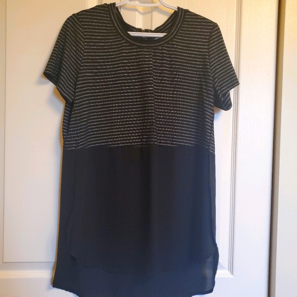 Black top with silver horizontal stitching